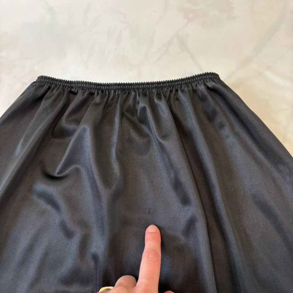 Black Slip Skirt‎ With Scalloped Hem and High Slit Half Slip